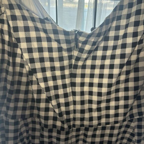 Torrid Retro Chic Black and White Gingham Off the Shoulder A-Line Midi Dress EUC - Picture 7 of 10
